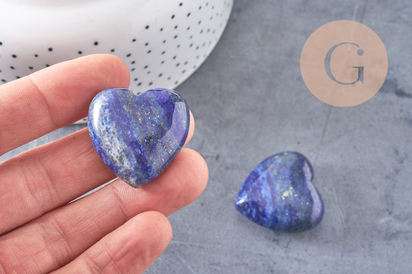 Coeur lapis lazulis naturel roulé 29.5mm, x1 (G6774)