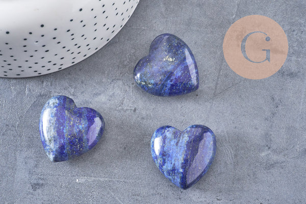 Coeur lapis lazulis naturel roulé 29.5mm, x1 (G6774)