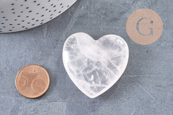 Coeur quartz rose naturel 40mm, quartz rose naturel roulé, pierre semi-precieuse, séance lithothérapie, 40mm, x1 G5611