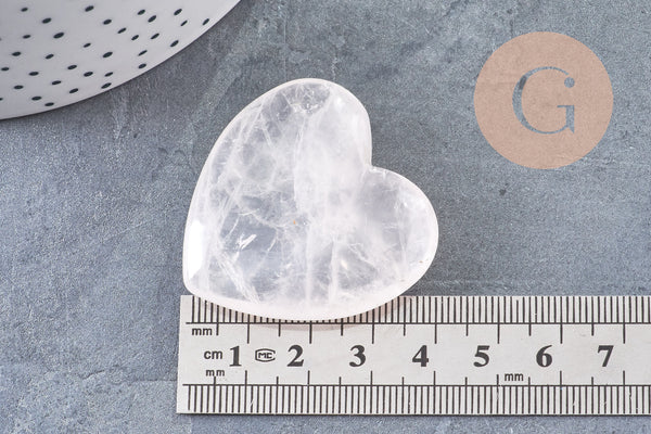 Coeur quartz rose naturel 40mm, quartz rose naturel roulé, pierre semi-precieuse, séance lithothérapie, 40mm, x1 G5611