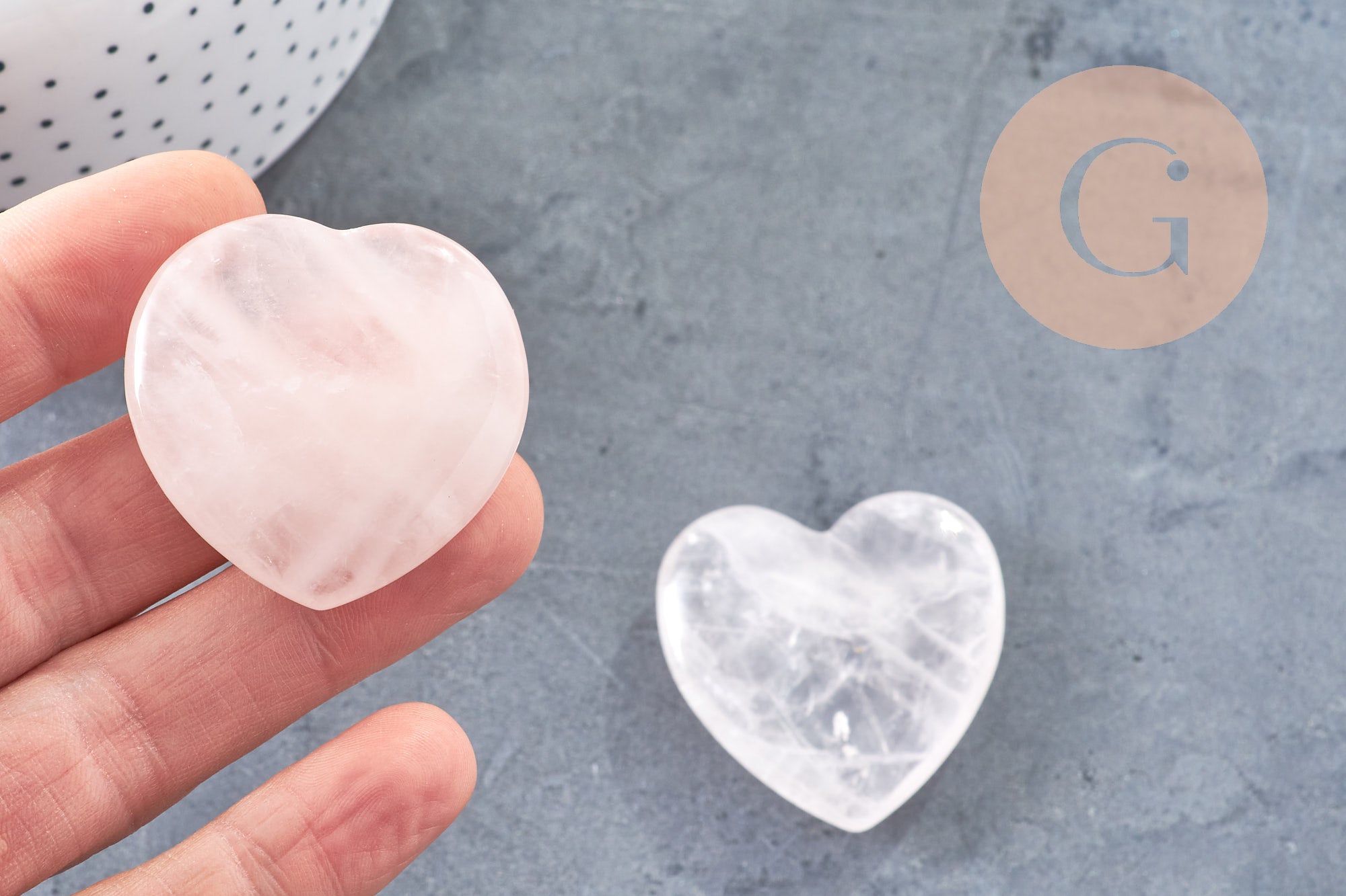 Coeur quartz rose naturel 40mm, x1 (G5611)