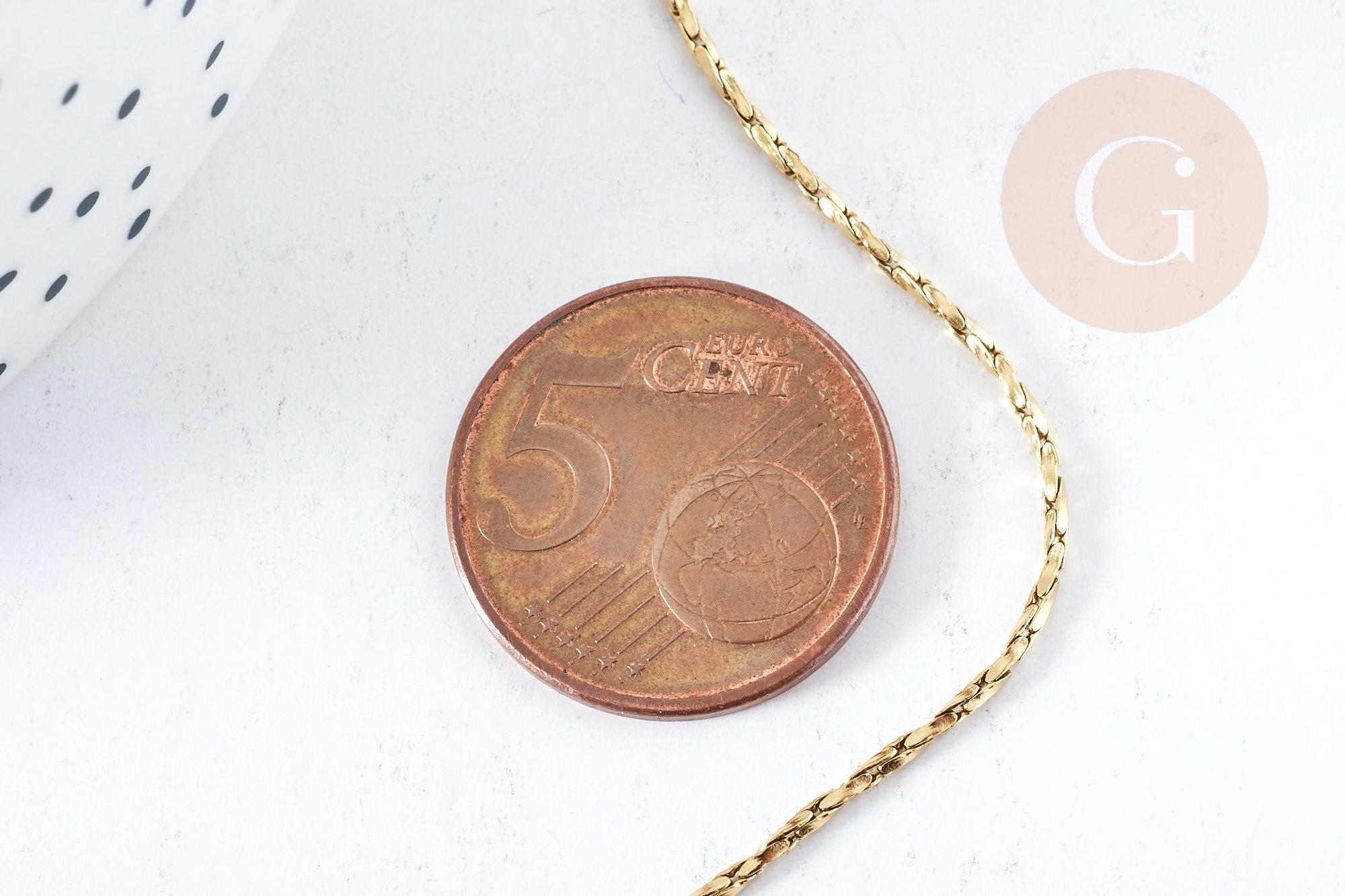 Collier Chaine Serpentine complète avec fermoir acier 304 inoxydable doré 1mm/50cm, x1 (G8781)