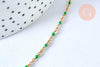 Collier Chaine acier dorée 14k résine colorée vert,chaine collier, fantaisie, chaine complète,2mm, 45cm, x1 G2417