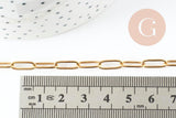 Collier Chaine avec fermoir acier 304 inoxydable doré maille rectangle 55cm,chaine collier inoxydable, chaine large,chaine complète, x1 G9407