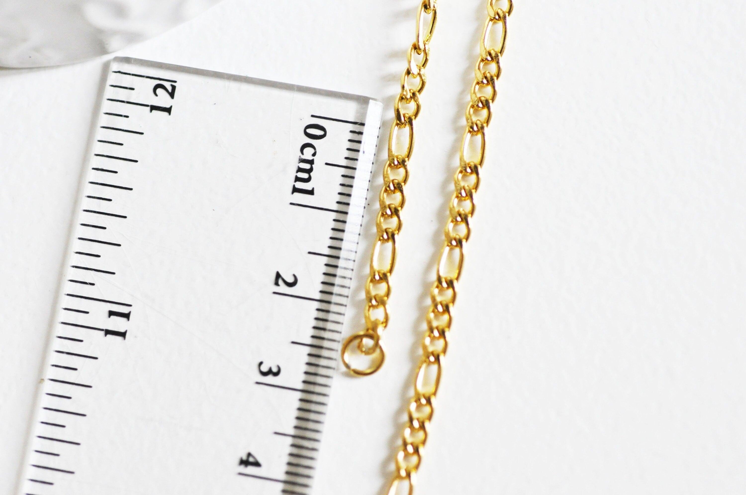 Collier Chaine avec fermoir acier doré 18k figaro 3mm-45cm, x1 (G1491)