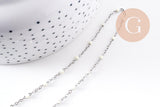 Collier Chaine avec fermoir acier inoxydable platine résine blanche 2mm-40.5cm, x1 (G10529)