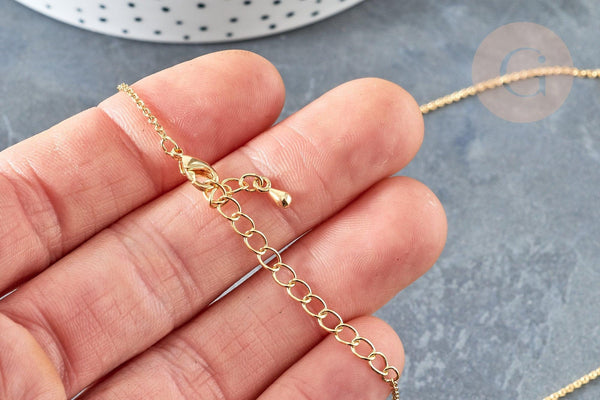 Collier Chaine avec fermoir fine dorée forçat 16K 2.5 microns 1.5mm - 45/50cm x1 (G1898)