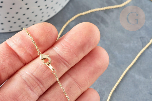 Collier Chaine avec fermoir fine dorée forçat 16K 2.5 microns 1.5mm - 45/50cm x1 (G1898)