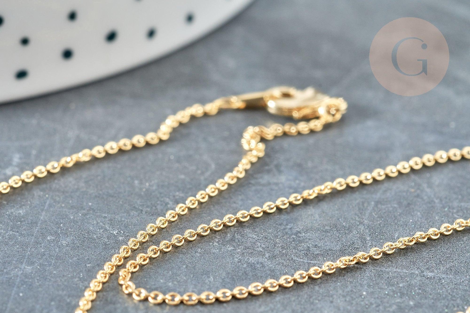 Collier Chaine avec fermoir fine dorée forçat 16K 2.5 microns 1.5mm - 45/50cm x1 (G1898)
