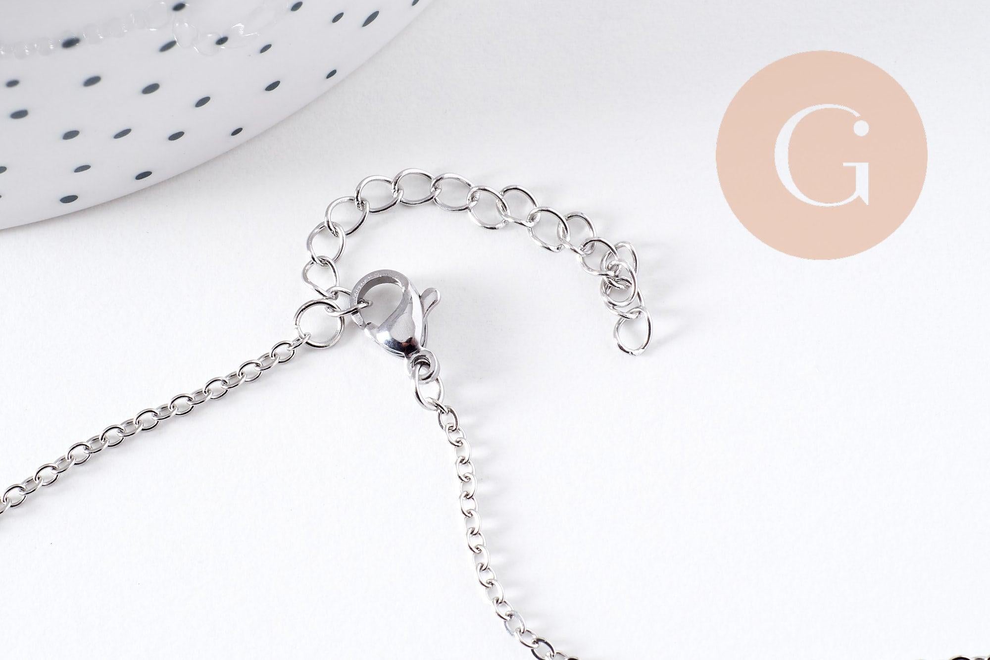Collier Chaine avec fermoir platine forçat 1.6mm/70cm, x1 (G4782)