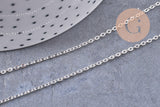 Collier Chaine collier complète laiton argentée forçat 70cm, x1 (G0851)