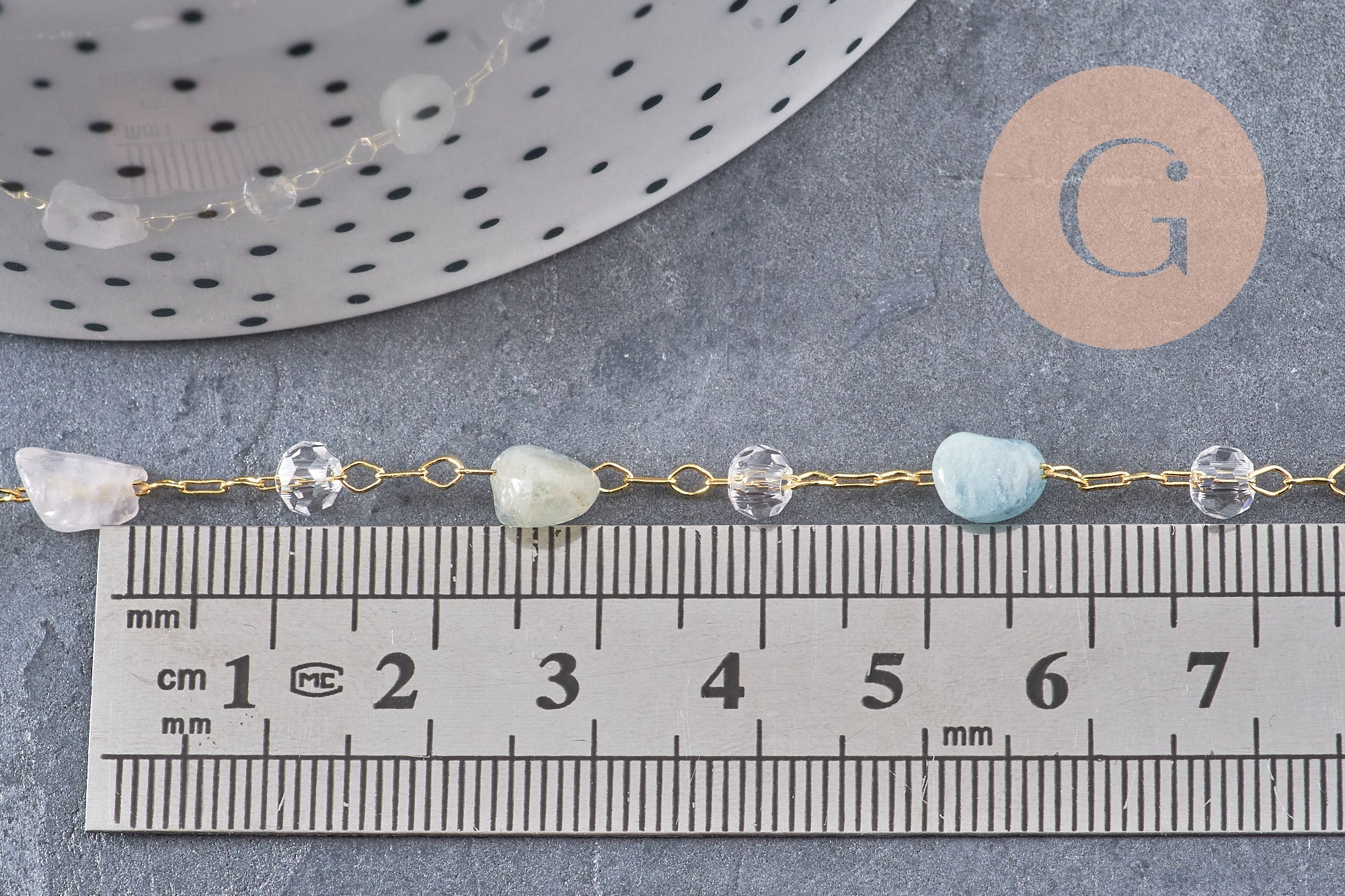 Collier Chaine collier pierre laiton doré 39.5cm, x1 (G10921)