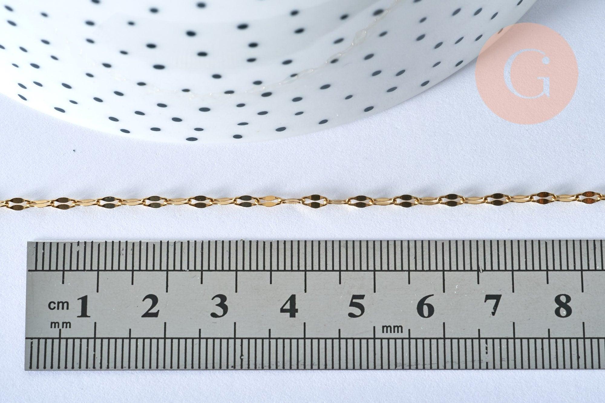 Collier Chaine complète acier dorée 14k fantaisie,collier doré,sans nickel,acier doré,chaine complète,2mm,50cm, x1 G2995