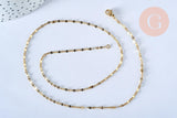 Collier Chaine complète acier dorée 14k fantaisie,collier doré,sans nickel,acier doré,chaine complète,2mm,50cm, x1 G2995