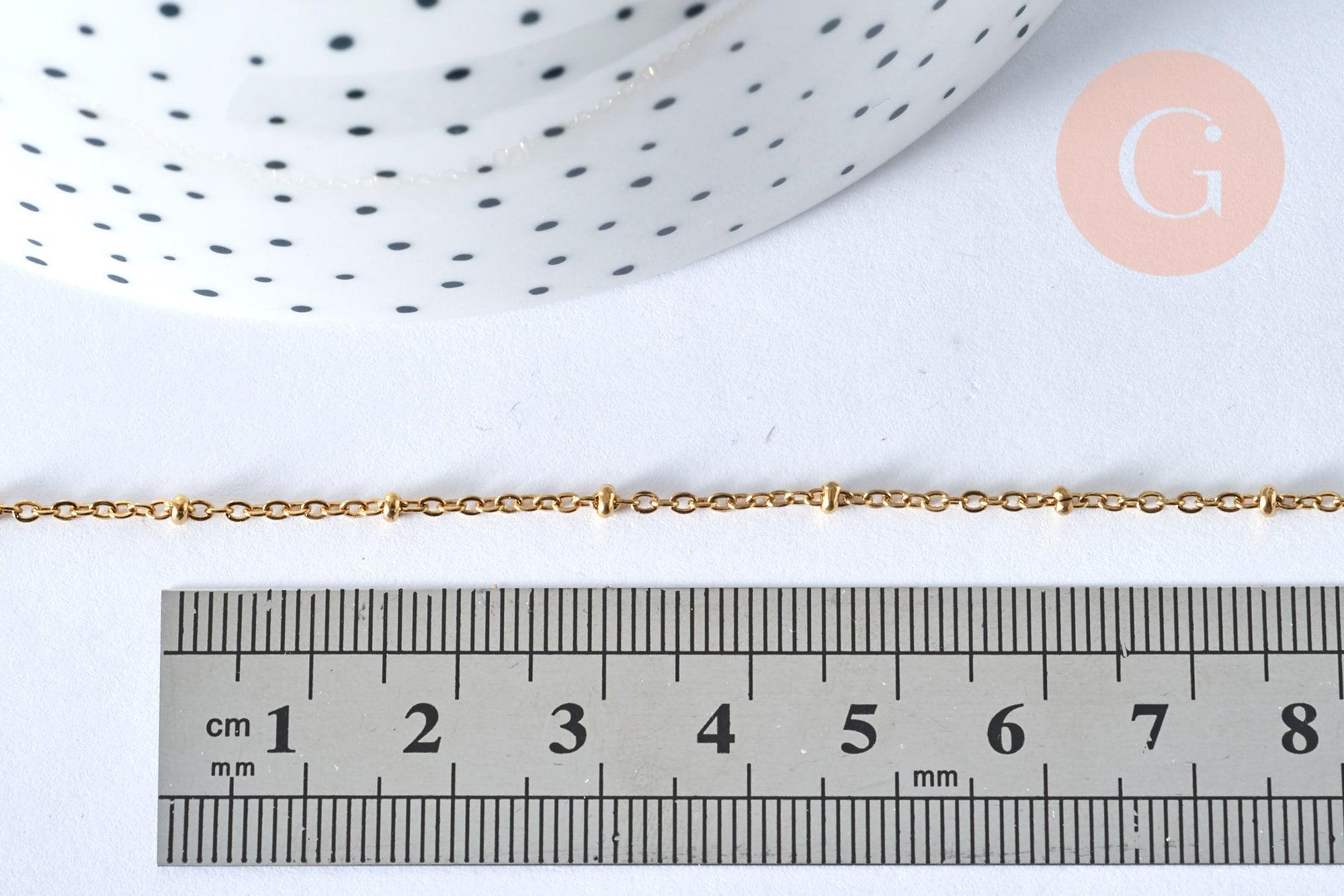 Collier Chaine complète acier dorée 14k satellite,avec ou sans extension,chaine sans nickel,1.5mm,41cm, x1 (G0306)