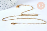 Collier Chaine complète acier dorée 14k satellite,avec ou sans extension,chaine sans nickel,1.5mm,41cm, x1 (G0306)