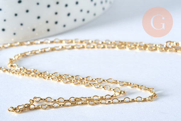 Collier Chaine complète avec fermoir maille coeur laiton doré 1.8x2.4mm/ 46cm, x1 (G5354)
