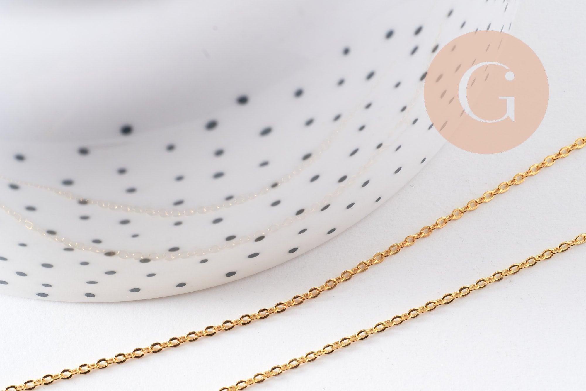 Collier Chaine complète collier laiton doré forçat 14K 1.5mm-40cm, x1 (G10115)