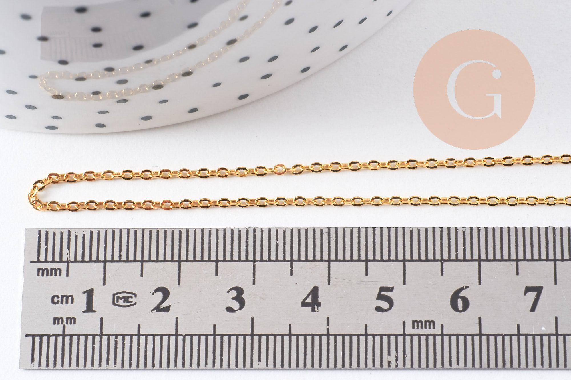 Collier Chaine complète collier laiton doré forçat 14K 1.5mm-40cm, x1 (G10115)