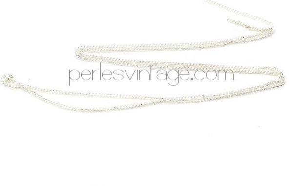 Collier Chaine fine argentée maille plate 1mm, x1 bobine complète 92 mètres (G3030)