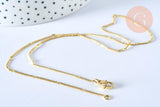 Collier Chaine fine dorée fantaisie 14K, fourniture créative, chaine complète,chaine plaquée or,1.5 mm, 40cm, x1 (G5277)