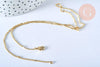 Collier Chaine fine laiton doré fantaisie 14K 1.5 mm- 45cm, chaine collier, chaine complète avec fermoir x1 (G0575)