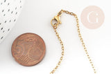 Collier Chaine forçat 1.5mm acier inoxydable doré IP 45cm avec fermoir, x1 (G9371)