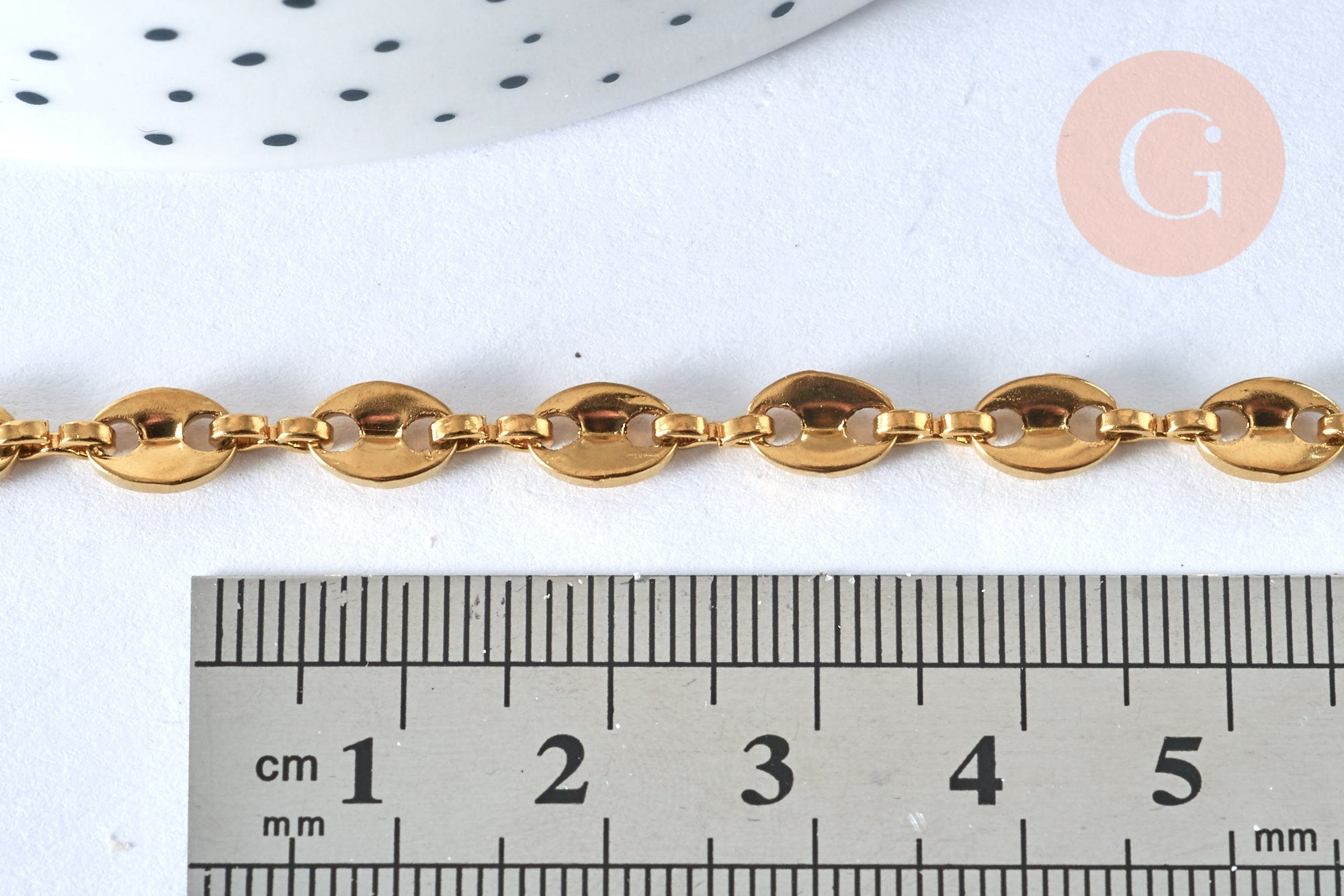 Collier Chaine complète acier dorée 14k grain de café,chaine fantaisie, acier doré inoxydable ,chaine complète,45cm, x1 G5801