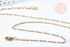 Collier Chaine laiton doré 18k fantaisie résine rose,chaine fantaisie dore,chaine complète,2mm,40cm, x1 G3488