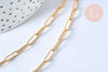 Collier Chaine laiton doré texturée maille rectangle,chaine collier,chaine large,12x3.5mm,chaine complète,49.5cm, x1 (G2410)