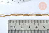 Collier Chaine maille rectangle acier inoxydable doré avec fermoir 10x3.5mm, x1 (G4819)