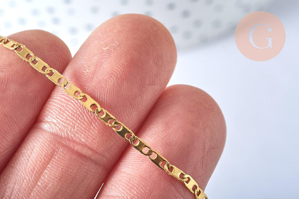 Collier Chaine marine avec fermoir acier 304 inoxydable doré 14k 1.7mm-45cm, x1 (G0156)