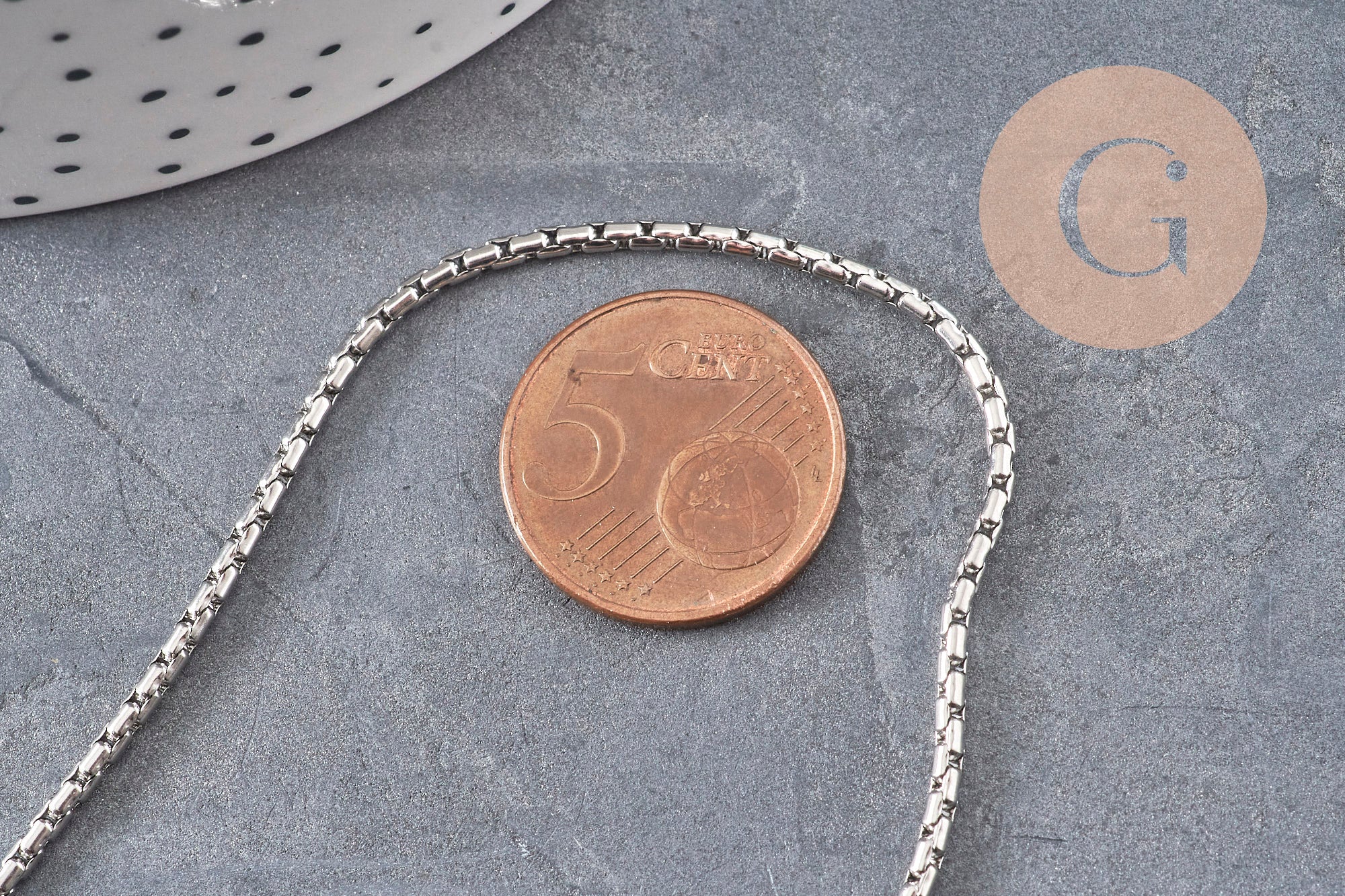 Collier Chaine serpent acier inoxydable platine 2mm/50cm, x1 (G11058)