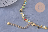 Collier Collier Chaine fantaisie perle rocaille laiton doré 18k 2mm 40.5cm, x1 (G3963)