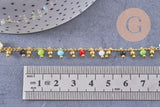 Collier Collier Chaine fantaisie perle rocaille laiton doré 18k 2mm 40.5cm, x1 (G3963)