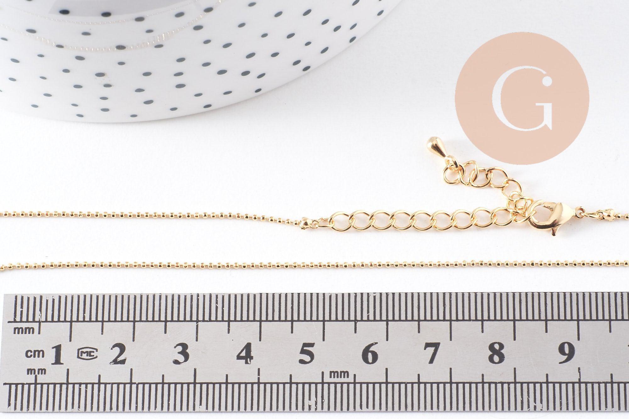 Collier Collier chaîne fine dorée boule 16K 2.5 microns – 45 cm, x1 (G0637)