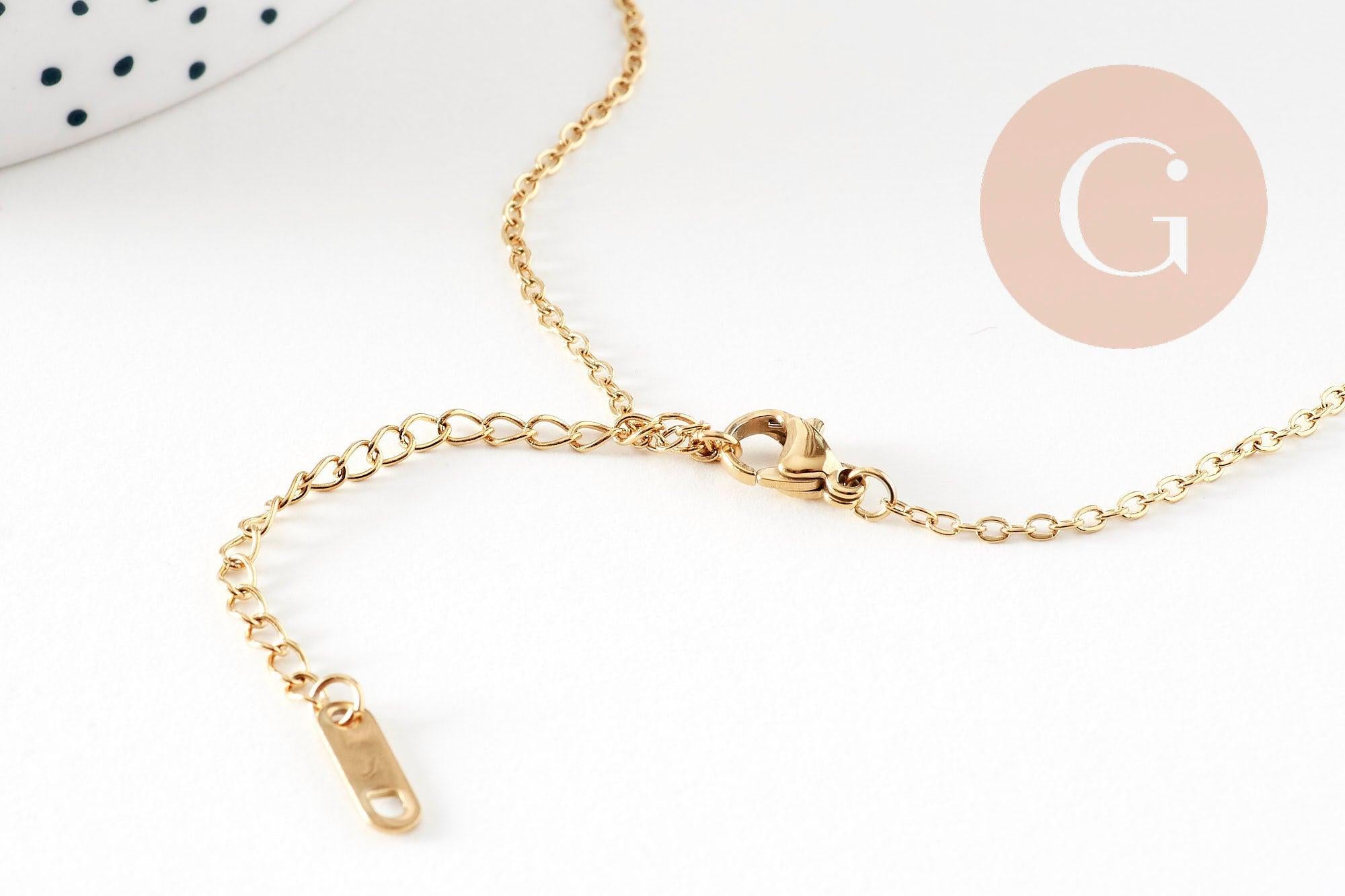 Collier Collier médaille oeil protecteur turquoise ou noir zircon doré 304 inoxydable émaillé 45cm, cadeau anniversaire fête des mères, x1 (G8028)