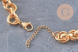 Collier Collier chaine XXL acier 304 inoxydable doré IP texturé 45cm, x1 (G10939)