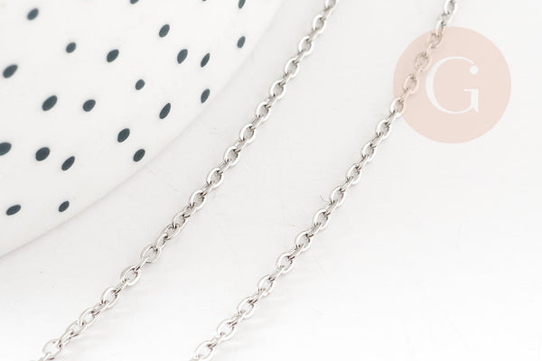 Collier chaine forçat acier inoxydable 1.5mm/45cm, x1 G9302