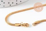 Collier chaine maille complète acier 304 inoxydable dorée 14k 3mm/45cm, x1 (G0580)