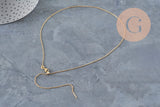 Adjustable 304 stainless steel gold IP 2mm/51cm curb chain necklace, x1 (G11257)