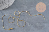 Adjustable snake chain necklace, 304 stainless steel, gold IP plated, 0.8mm/51cm, x1 (G11258)