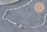 Collar cadena singapur acero inoxidable plateado 2mm/43cm, x1 (G11203)