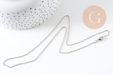 Collier collier chaine boule laiton platine facettes 1.2 mm/45cm, x1 (G5350)