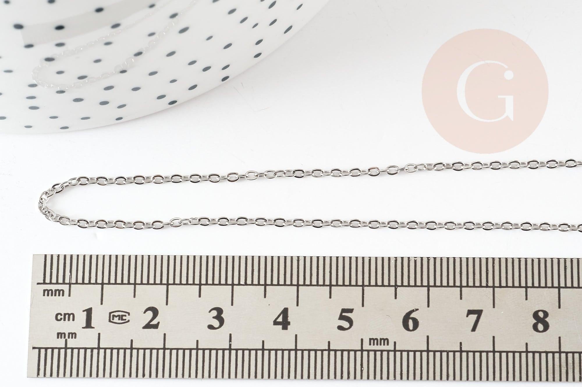 Collier collier chaine forçat acier inoxydable platine 1.5mm/45cm, x1 (G9302)