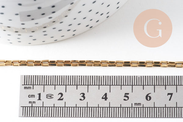 Collier complète avec fermoir acier 304 inoxydable doré 18k maille rectangle 5x2.5mm/45cm, x1 (G2994)