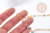 Collier fantaisie émail multicolore acier 304 inoxydable doré 45cm, idée cadeau femme x1 G8807