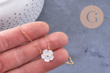 Collier Collier fleur nacre naturelle chaine acier inoxydable doré PVD 18k 45cm, x1 (10581)