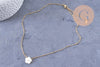 Collier Collier fleur nacre naturelle chaine acier inoxydable doré PVD 18k 45cm, x1 (10581)