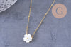Collier Collier fleur nacre naturelle chaine acier inoxydable doré PVD 18k 45cm, x1 (10581)